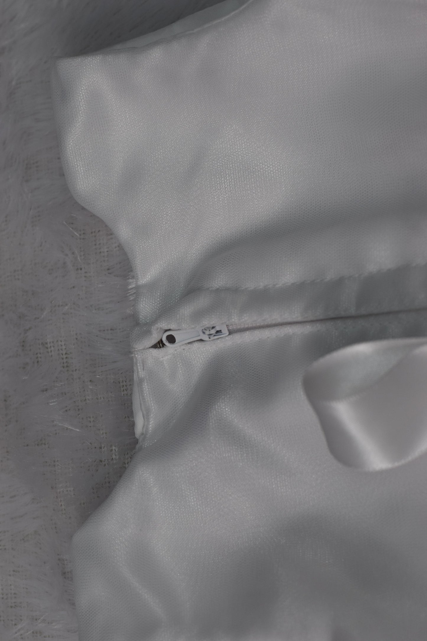 White Satin & Net Baby Party Frock with Red Floral Embroidery