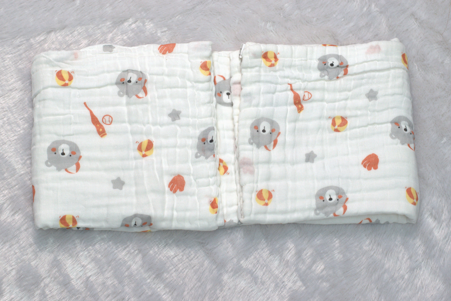 Soft Muslin Baby Swaddle Cloth (1m x 1m) – Breathable & Gentle Newborn Wrap with Cute Bear Print