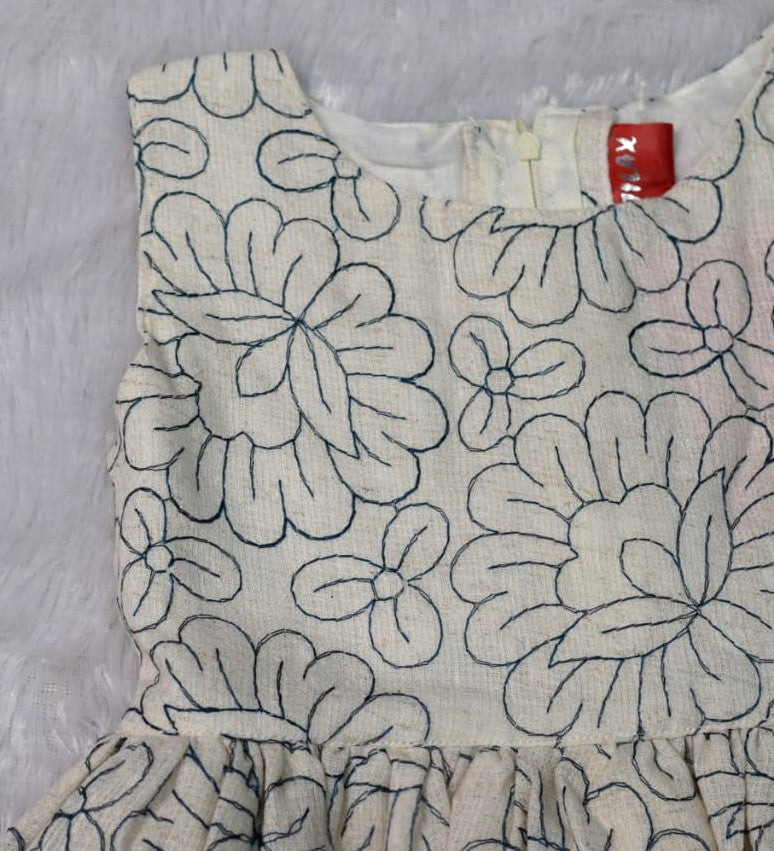 Girls Floral Printed Cotton Frock – Sleeveless Party &Casual Dress