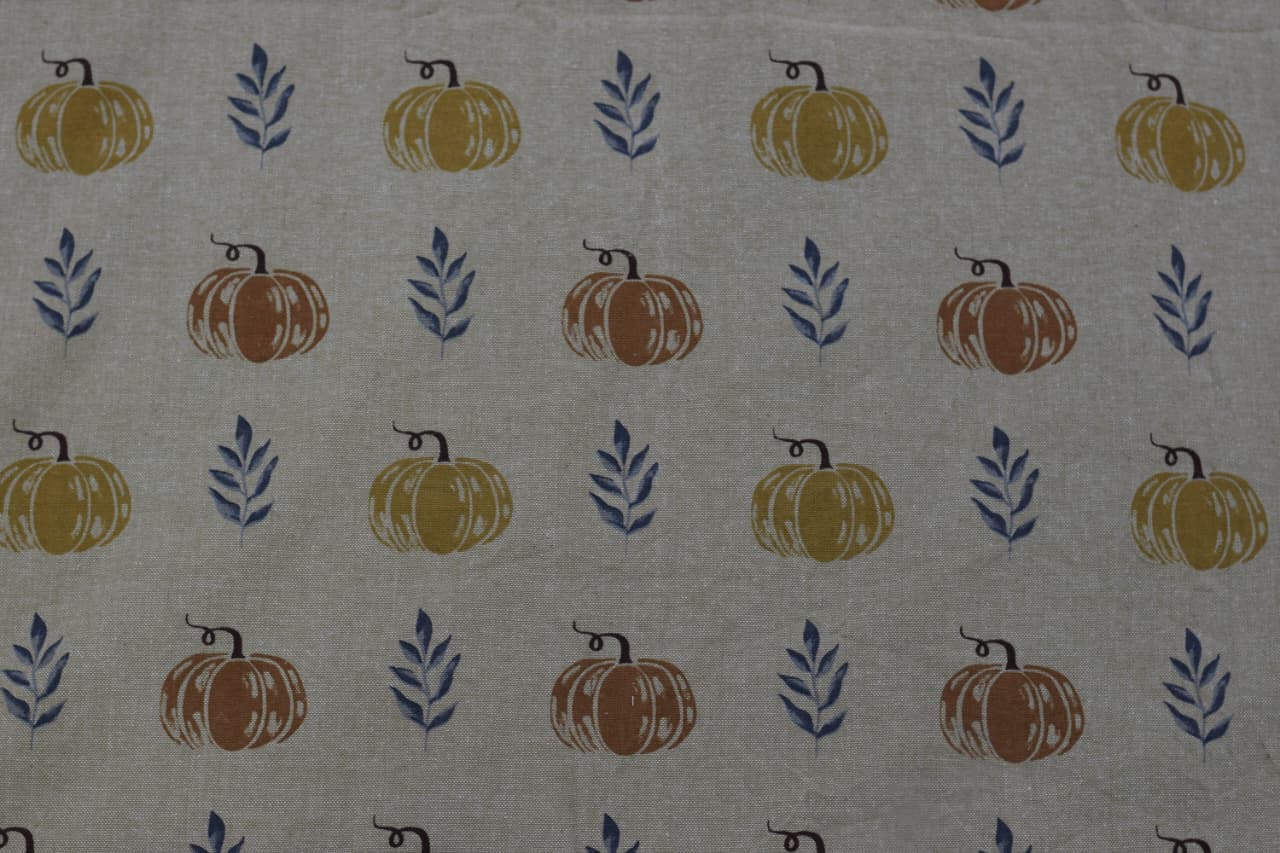 King Size Cotton Bed Spread with Pumpkin & Leaf Print – Soft & Elegant Design