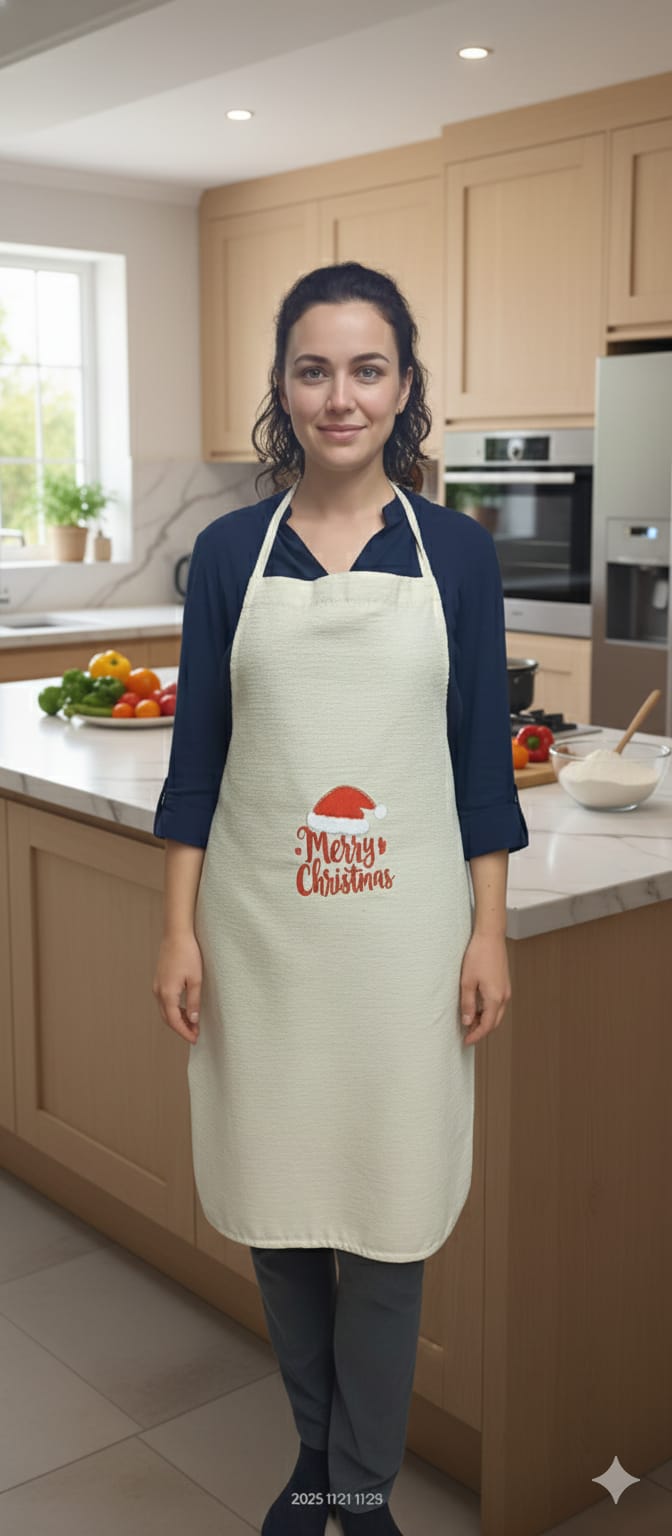 Merry Christmas Printed Kitchen Apron – Festive Cooking & Baking Wear