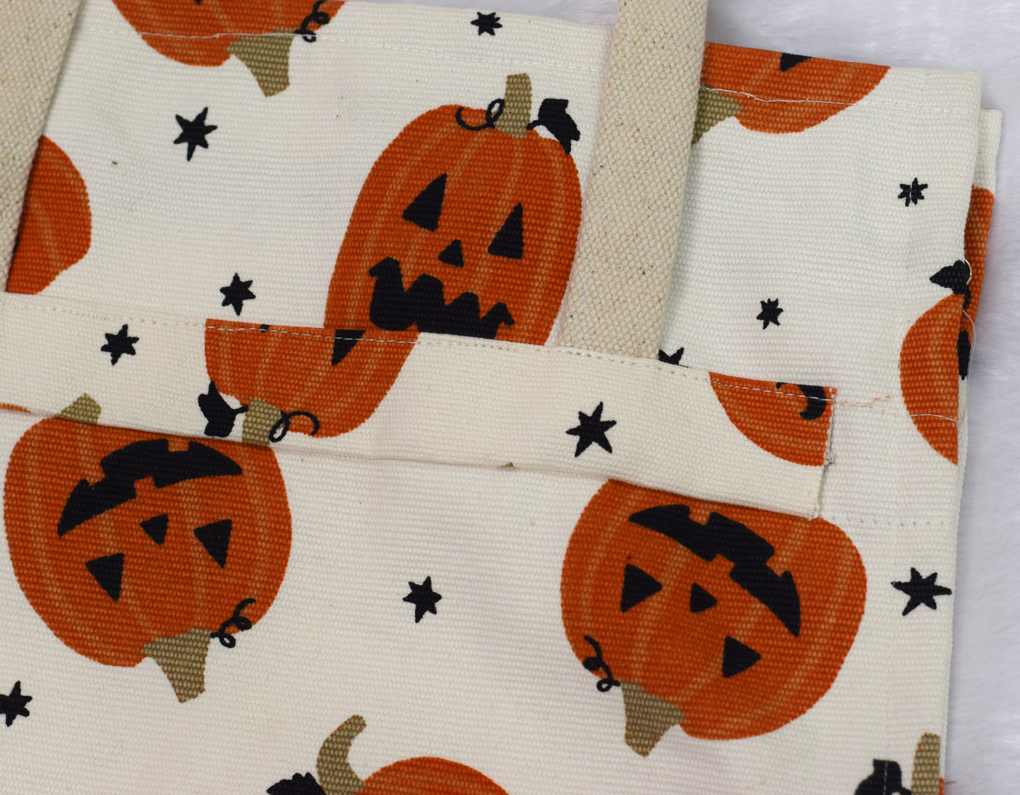 Halloween Pumpkin Printed Canvas Tote Bag – Reusable Trick or Treat Bag