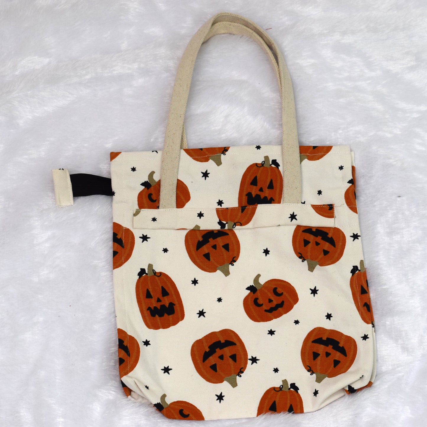 Halloween Pumpkin Printed Canvas Tote Bag – Reusable Trick or Treat Bag