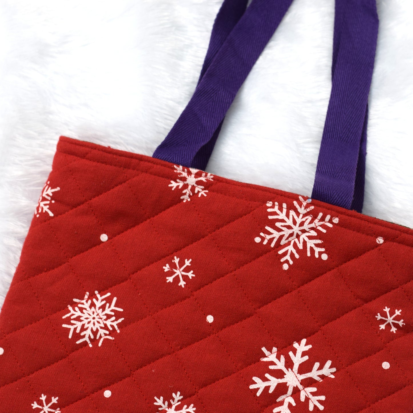 Christmas Snowflake Quilted Tote Bag – Red & White