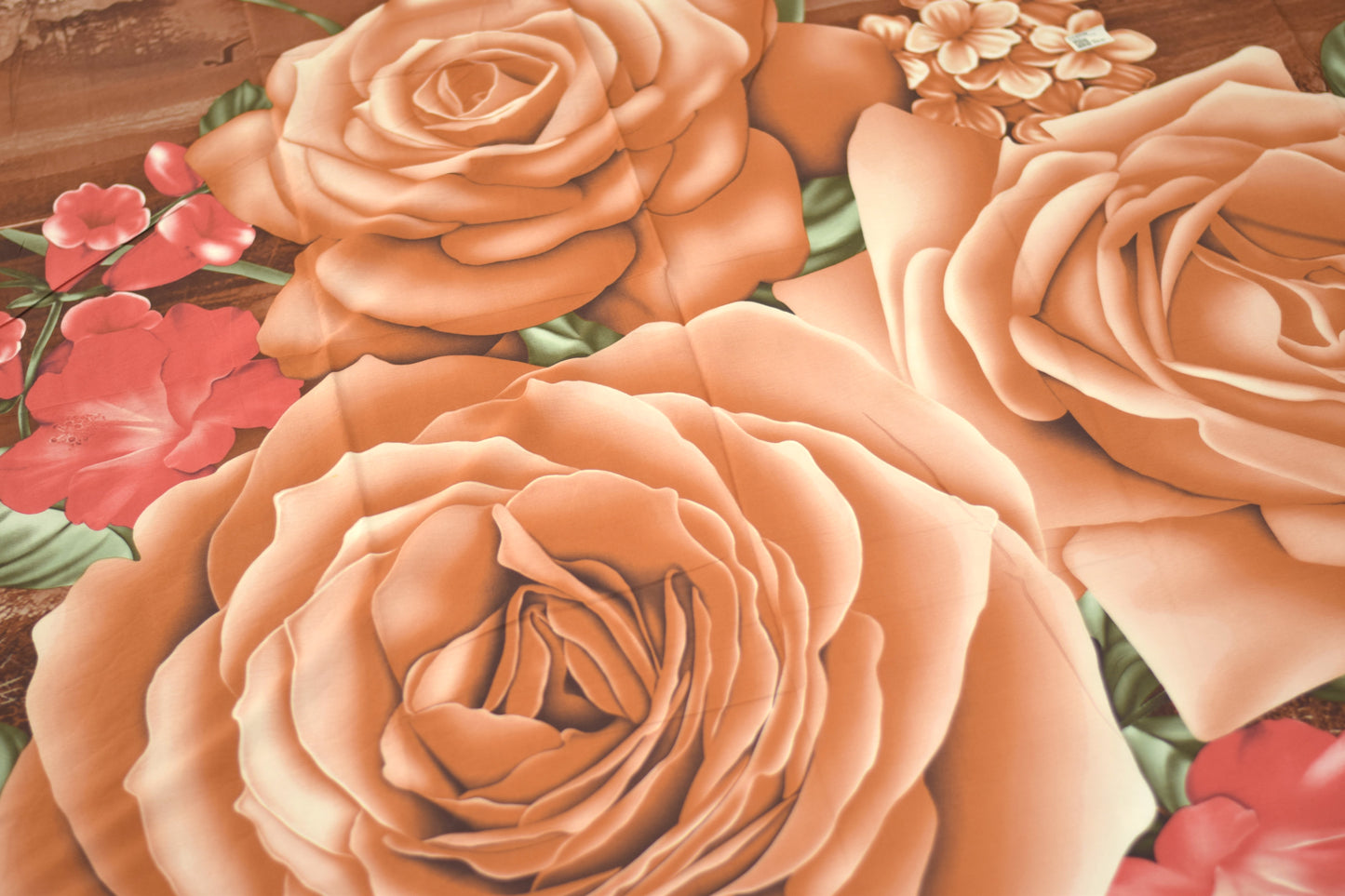 Vintage Rose Bloom Printed Queen Size Bedsheet with 2 Pillow Covers