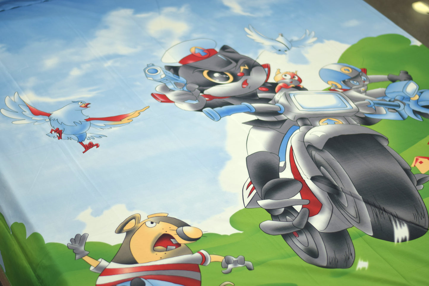 Kids Cartoon Adventure Printed Queen Size Bedsheet with 2 Pillow Covers