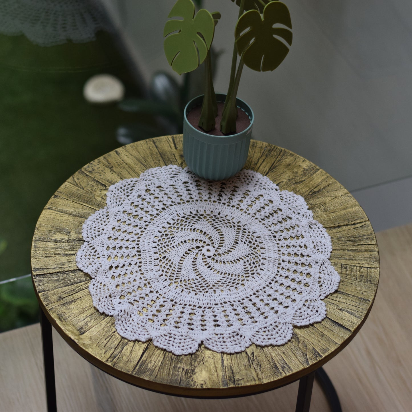 Handmade 14-Inch Crochet Doily – Elegant Table Decor