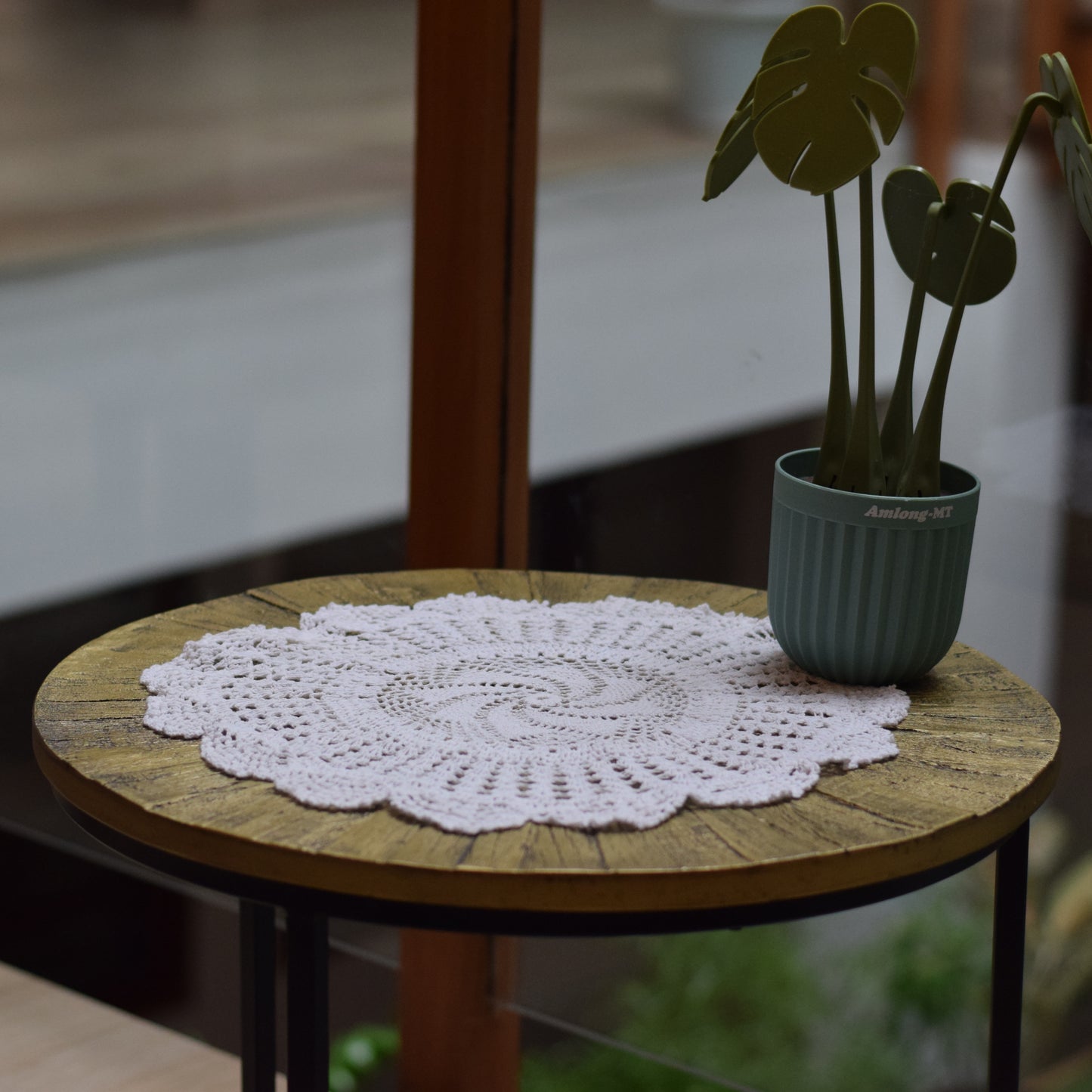 Handmade 14-Inch Crochet Doily – Elegant Table Decor