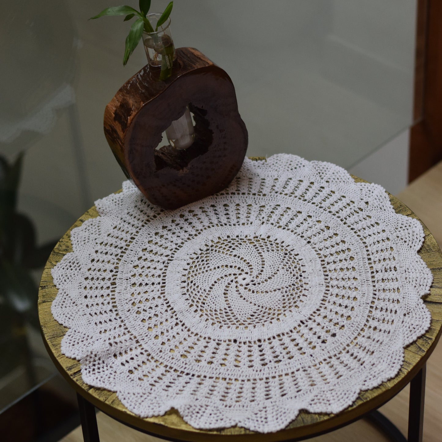 Elegant Round Crochet Table Mat - 20"