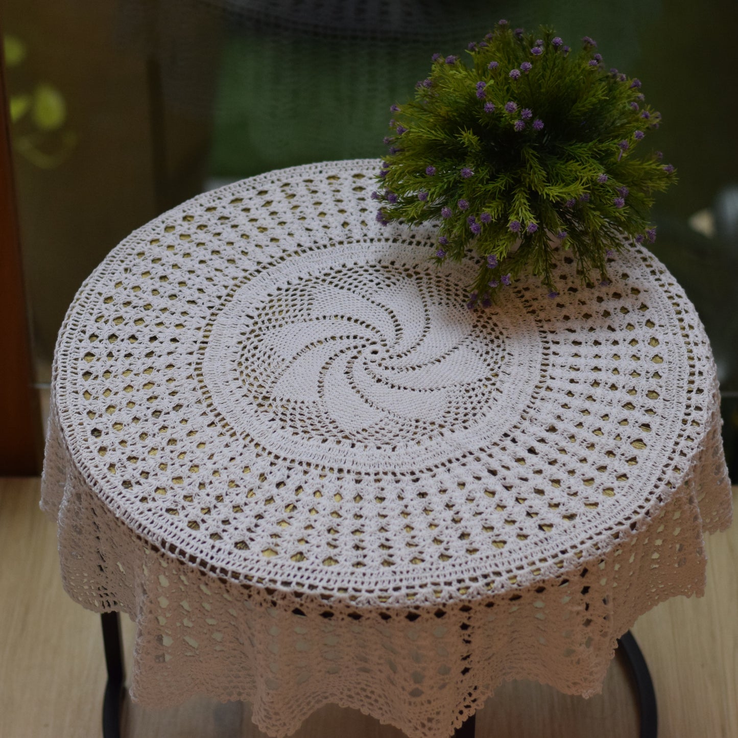 Handmade White Crochet Table Cover – Round Doily for Home Décor. 32Inch (81cm)