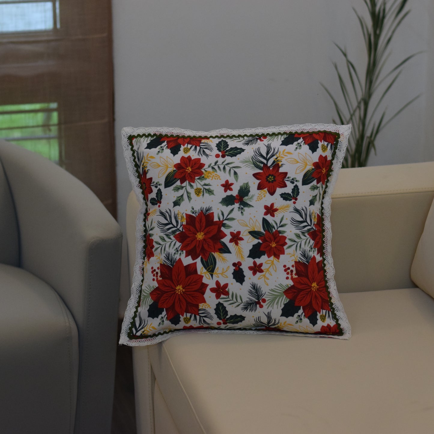 Festive Floral Printed Cushion Cover Set of 5 – 16x16 Inch