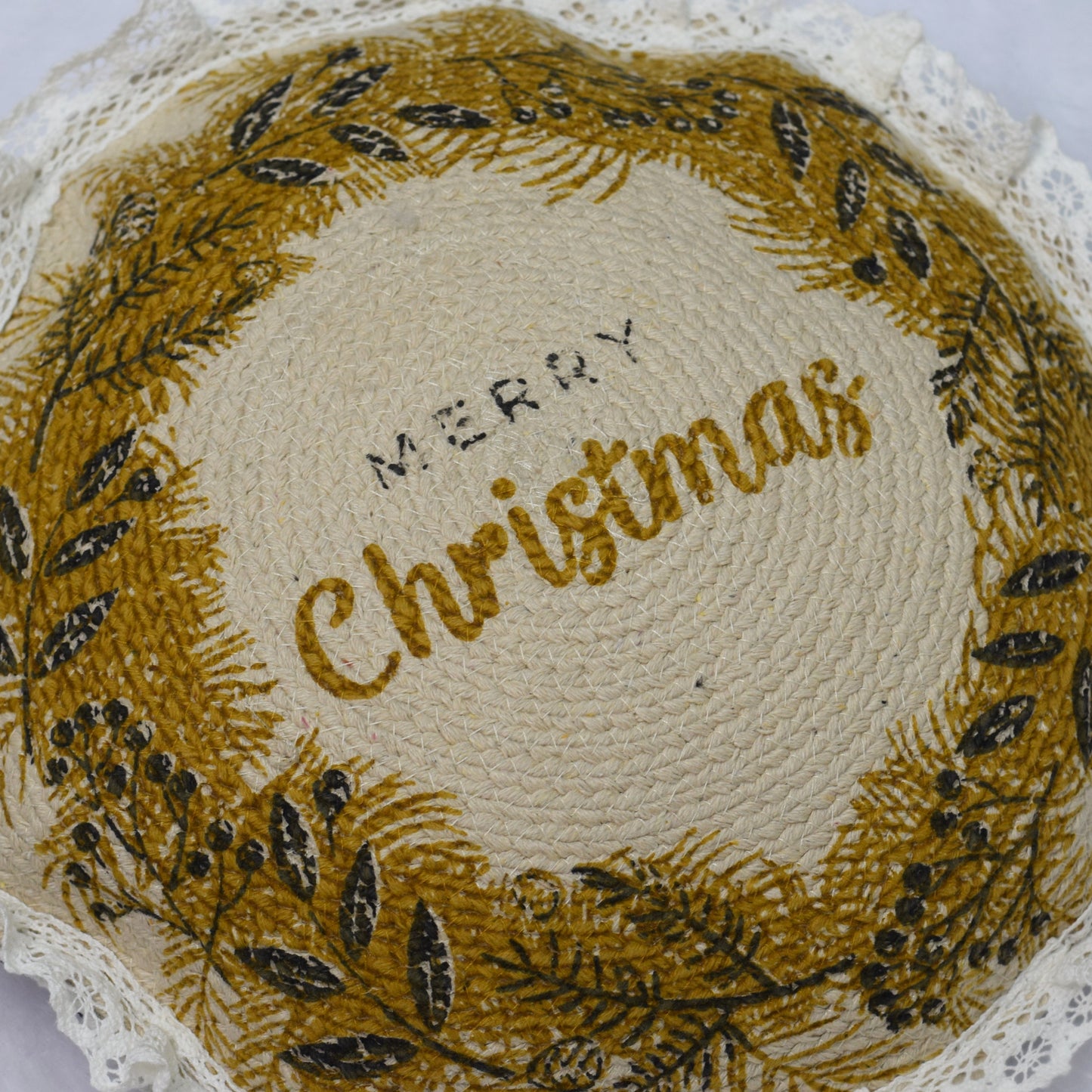 Handcrafted Christmas Round Reversible Cushion – 20 Inch Decorative Festive Pillow