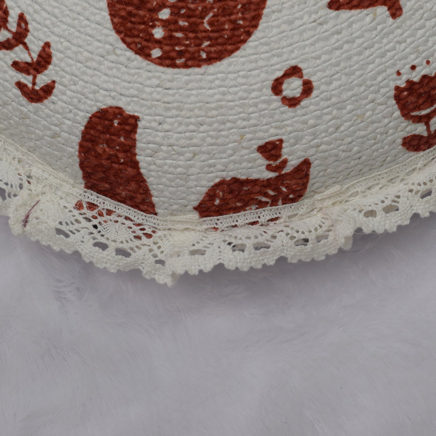 Reversible Round Christmas Cushion – Festive Deer &  Winter Design with Lace Border 20" Diameter