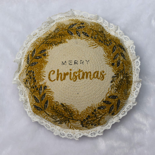 Handcrafted Christmas Round Reversible Cushion – 20 Inch Decorative Festive Pillow