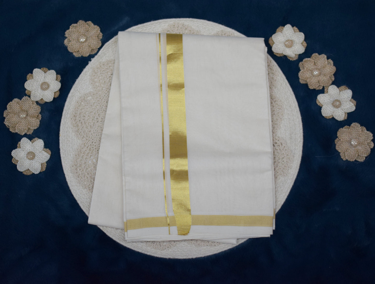 Traditional Kodi Cotton Dhothi with Golden Border