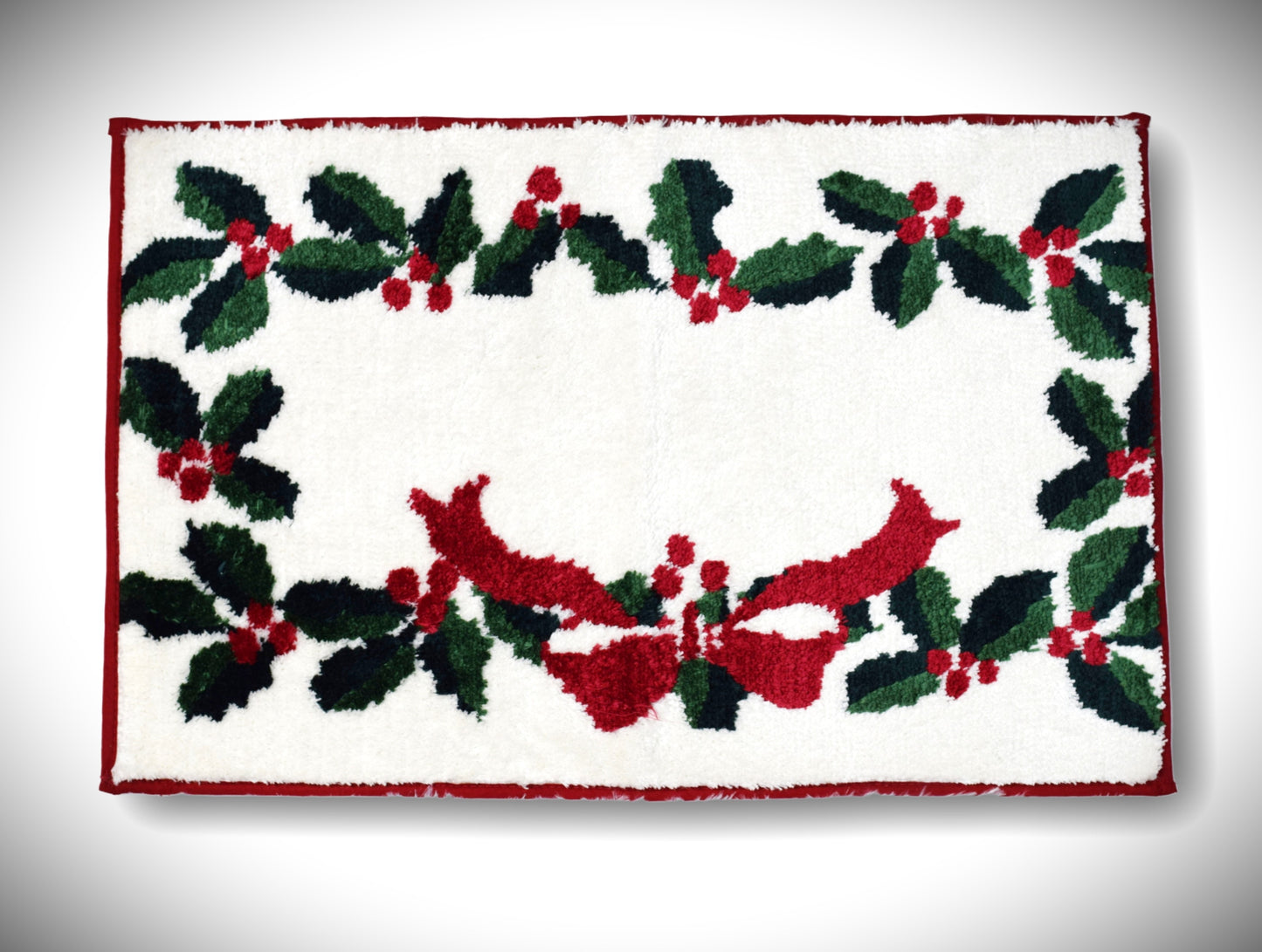 Festive Christmas Holly & Bow Door Mat – Soft Anti-Slip Entrance Mat