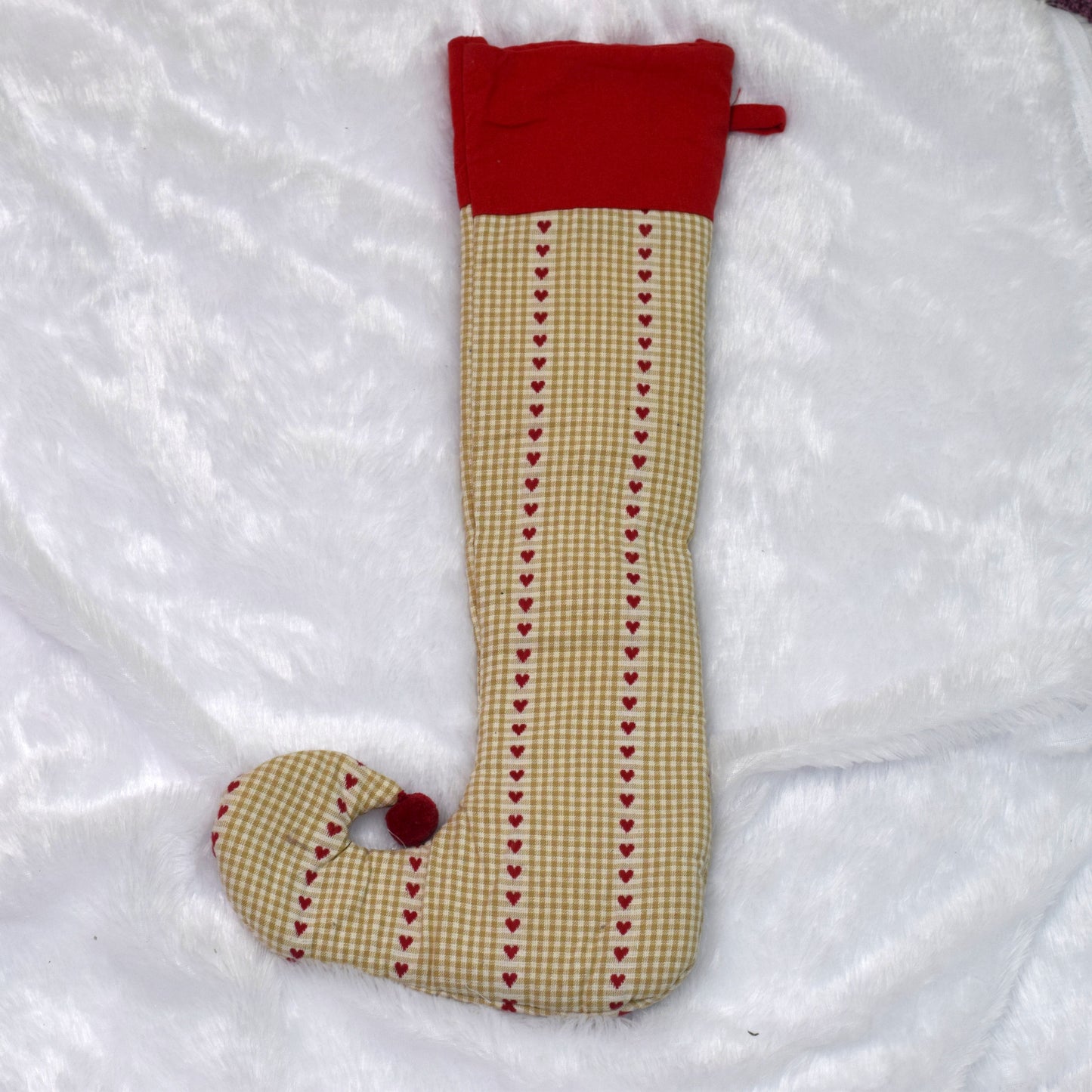 Christmas Elf Stocking with Heart Pattern – Festive Tree Hanging Décor