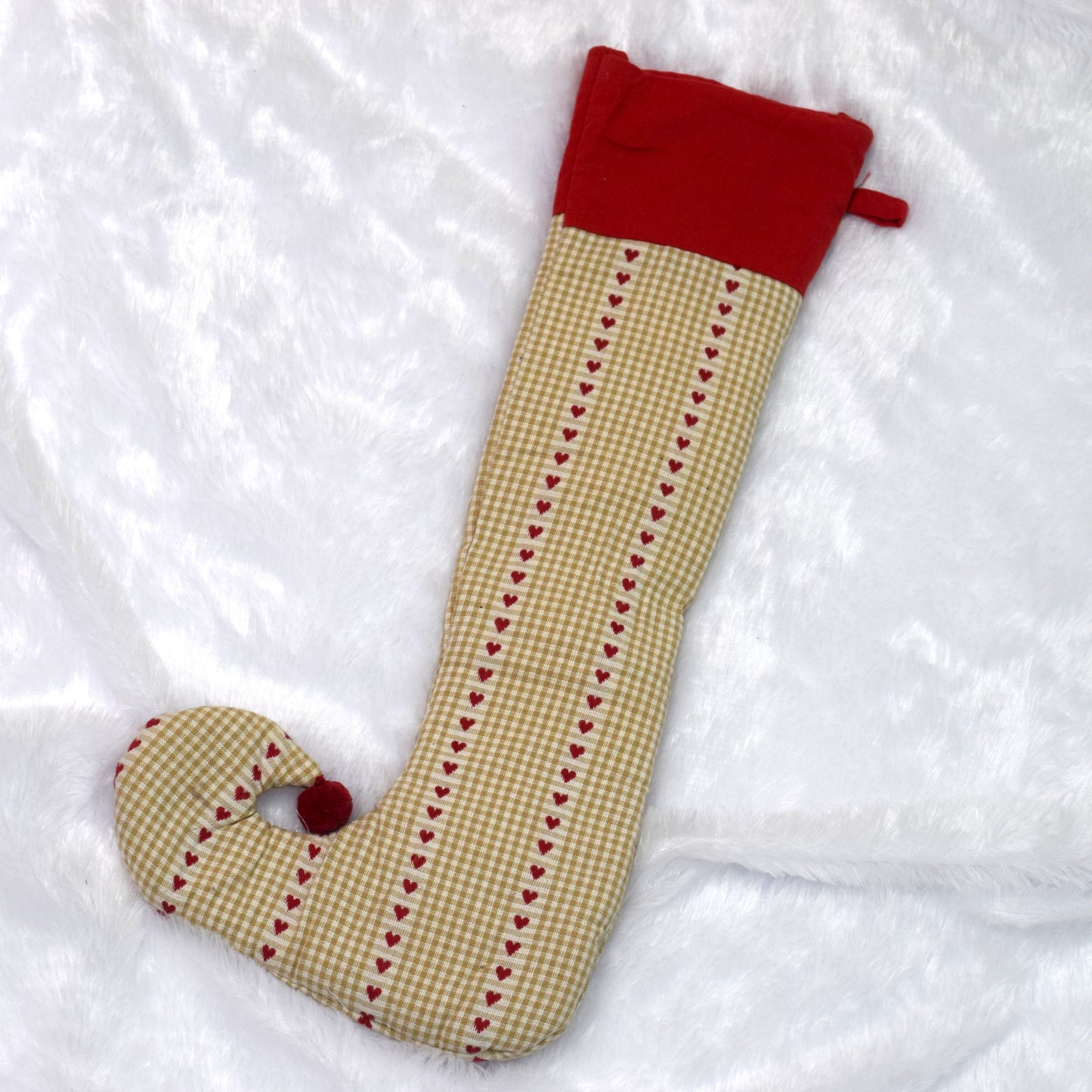 Christmas Elf Stocking with Heart Pattern – Festive Tree Hanging Décor