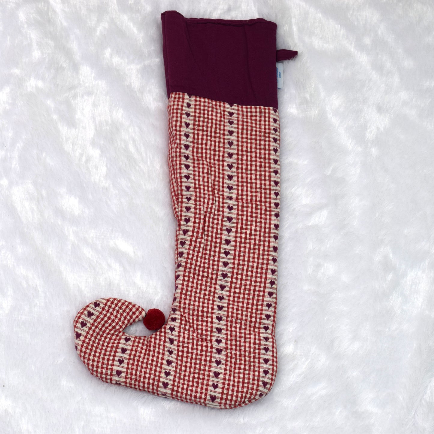 π Festive Red & White Cotton Christmas Stocking β Decorative Hanging Gift Holder