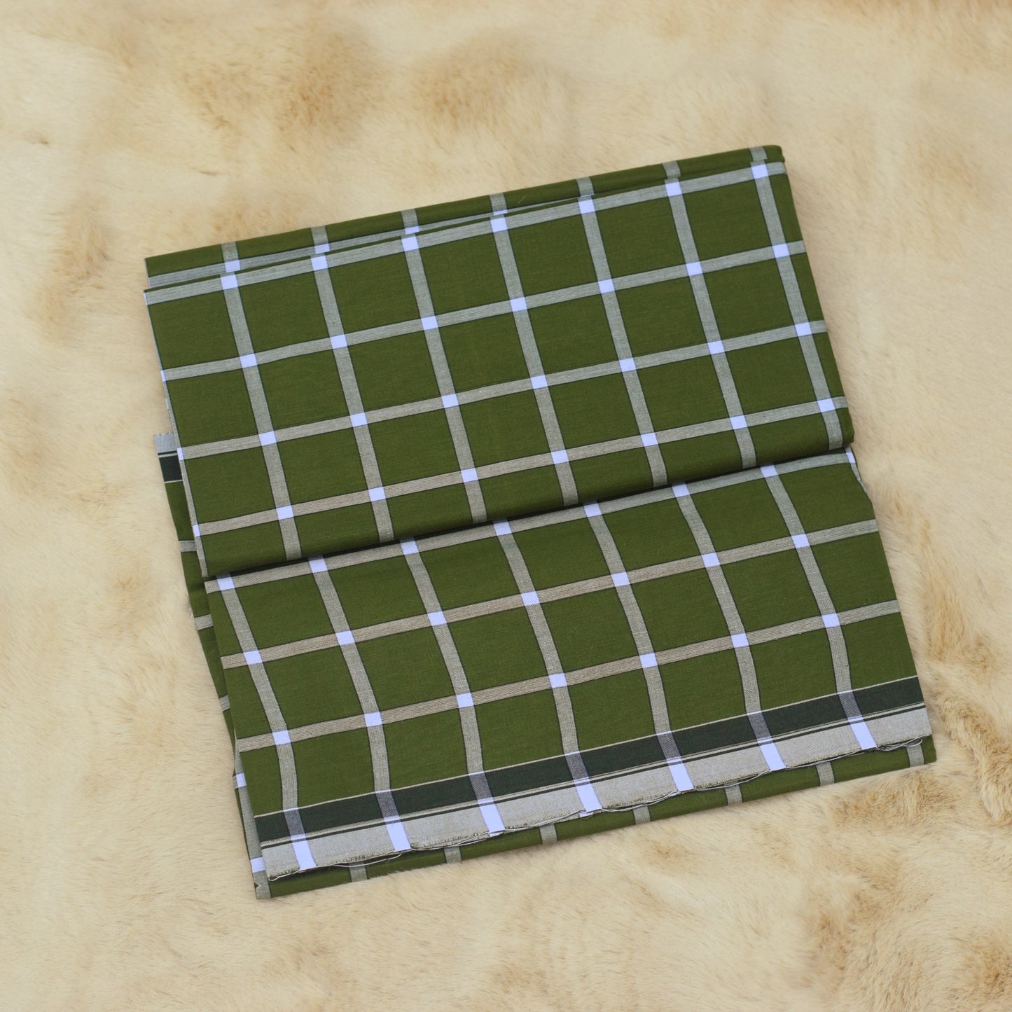 Kaylie Premium Cotton – Olive Green Checkered Fabric