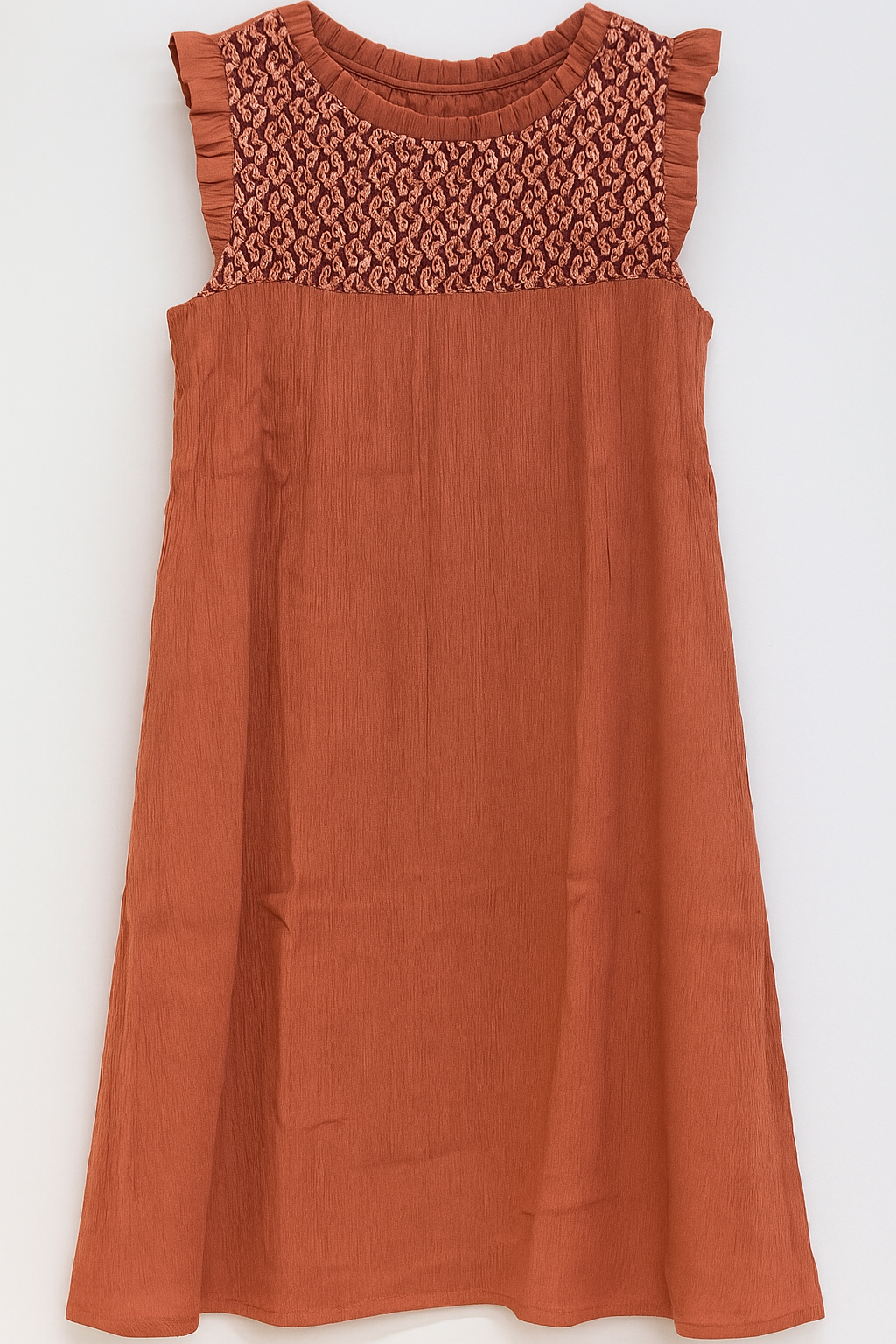Rust Orange Smocked Cotton Frock for Girls