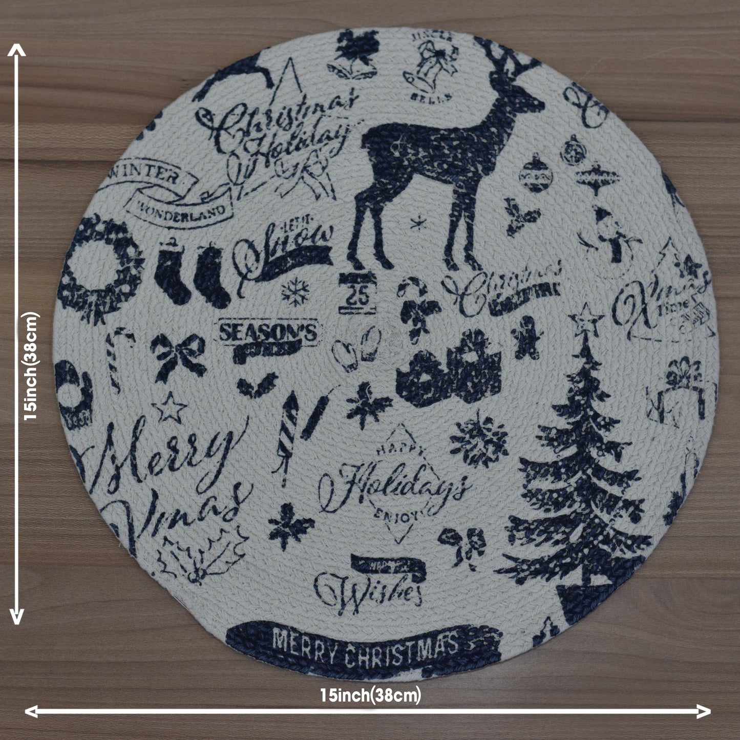 Merry &  Bright Holiday Round Table Mat