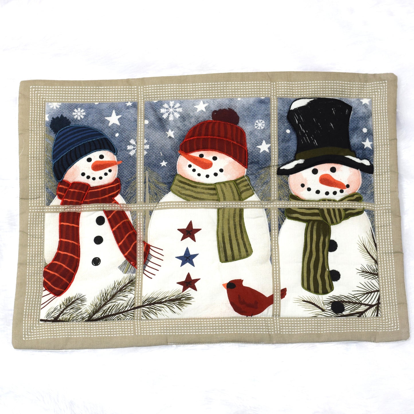 Festive Snowman Christmas Table Mat – Holiday Dining Decoration-.20 Inch length and 14 inch width