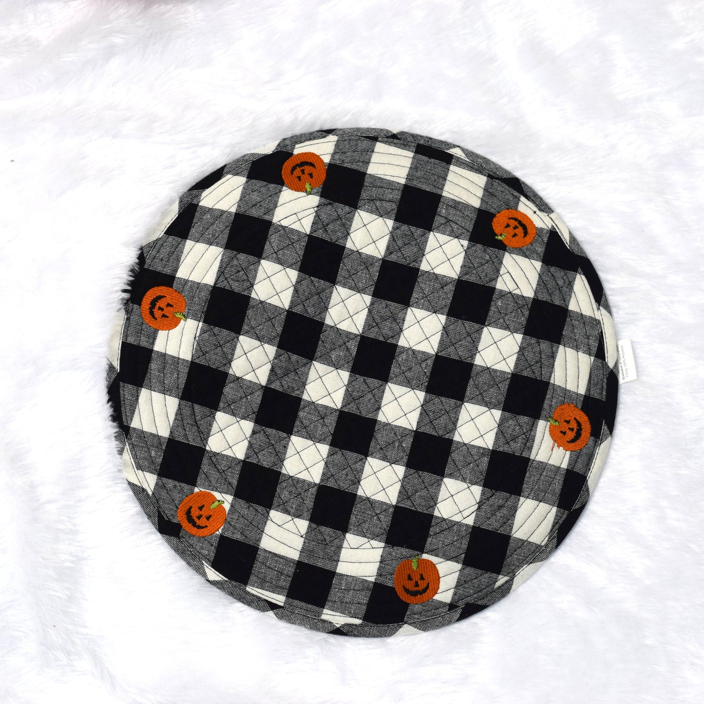 Halloween Pumpkin Checkered Round Table Mat🎃