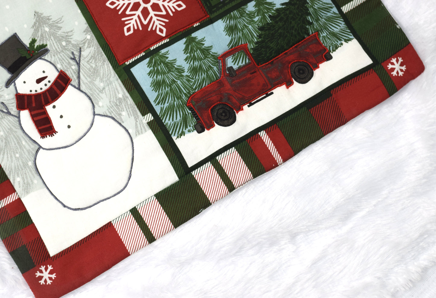 Festive Snowman & Red Truck Christmas Table Mat-20 x 14 inches,