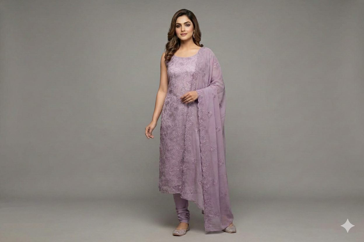 Dupatta Top & Bottom Dress Material Set