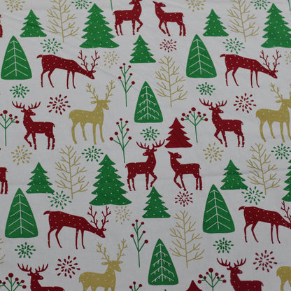 75cm Christmas Tree Skirt – Reindeer & Pine Tree Print, Festive Holiday Decoration