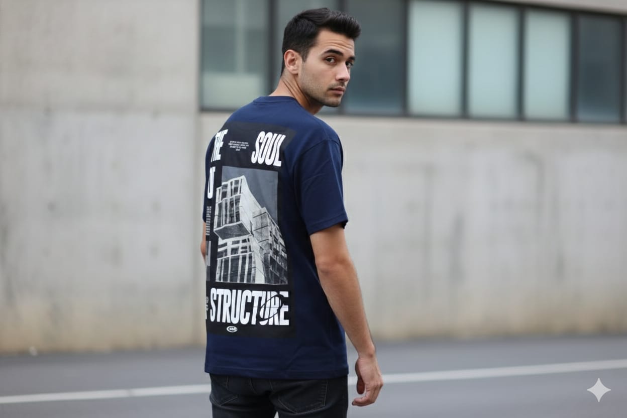 Men’s Navy Oversized Graphic T-Shirt – “HDR The Soul” Streetwear Style