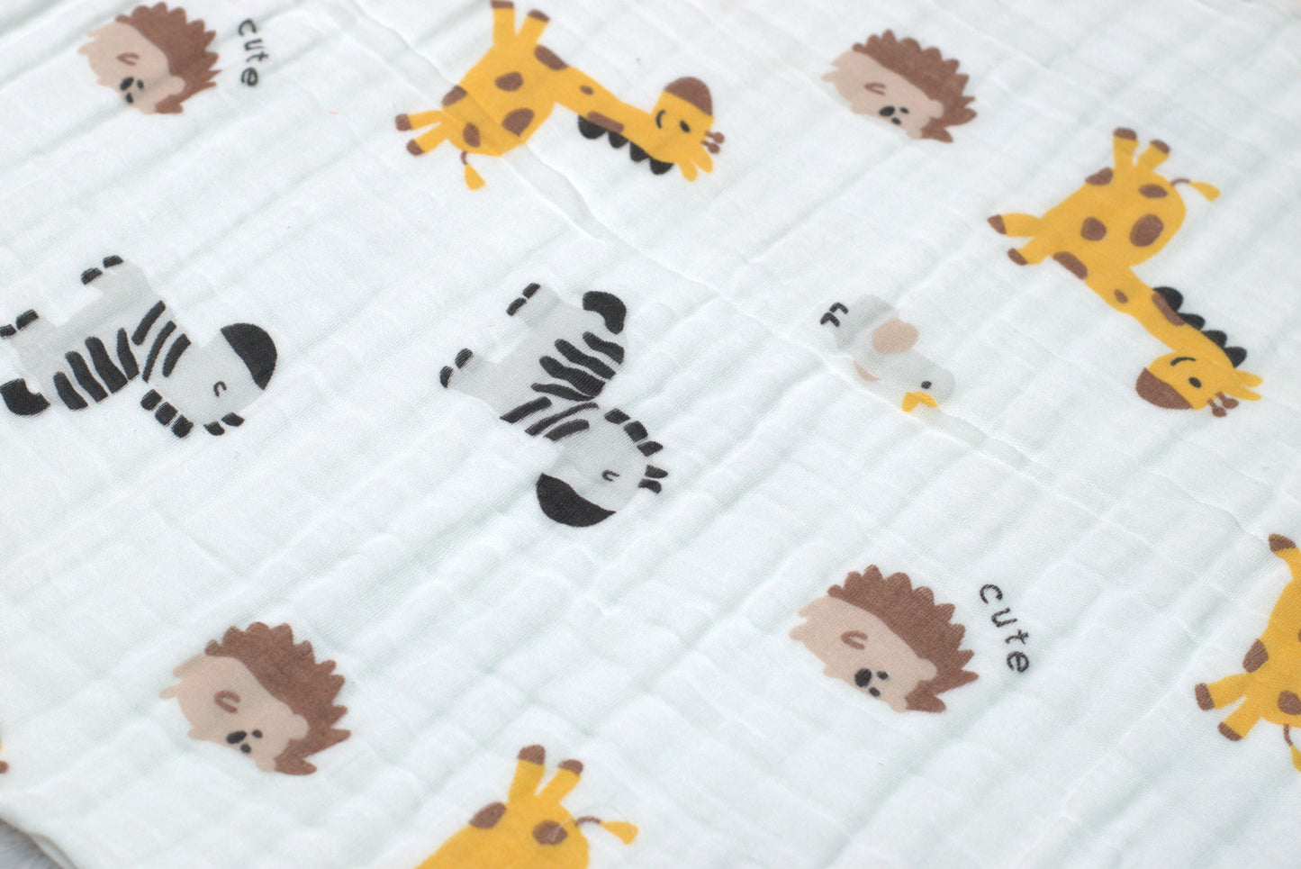 Baby Muslin  Swaddle Cloth with Cute Animal Print | 1.05 m x 1.10 m | Soft & Breathable