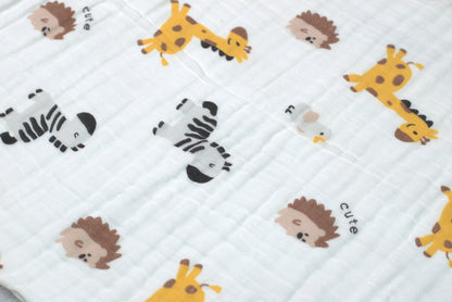 Baby Muslin  Swaddle Cloth with Cute Animal Print | 1.05 m x 1.10 m | Soft & Breathable