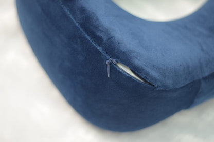 Premium Memory Foam Travel Neck Pillow – Soft Velvet Cover with Adjustable Strap (Navy Blue)