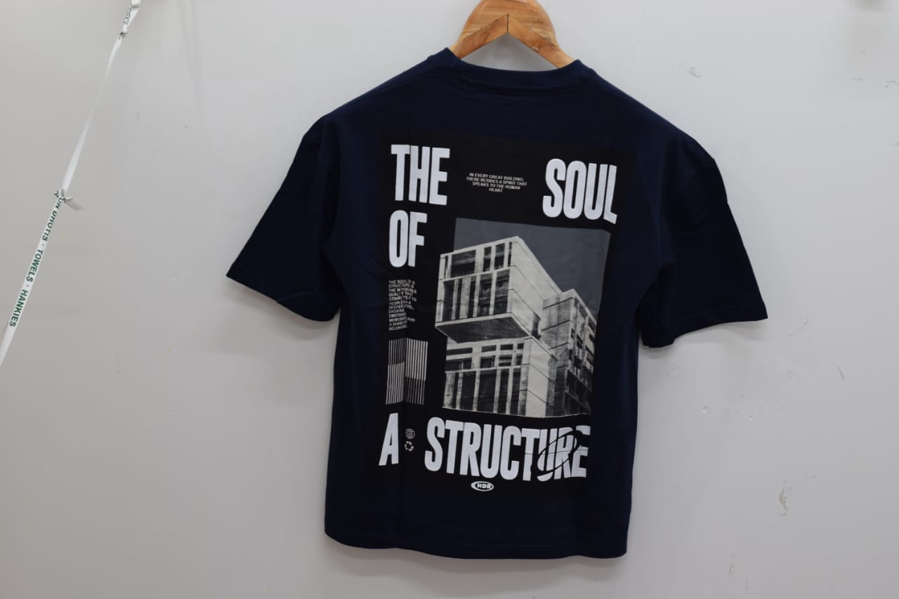 Men’s Navy Oversized Graphic T-Shirt – “HDR The Soul” Streetwear Style