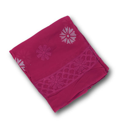 Elegant Pink Georgette Embroidered And Printed Shawl