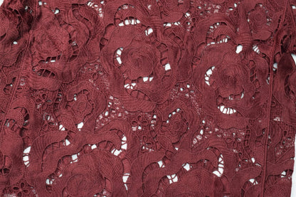 Maroon Floral Lace Jeans Top – Free Size Elegant Party Wear