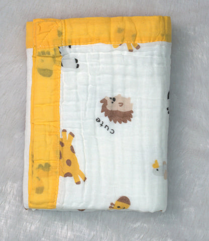 Baby Muslin  Swaddle Cloth with Cute Animal Print | 1.05 m x 1.10 m | Soft & Breathable