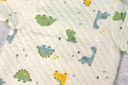 Soft Quilted Dinosaur Print Newborn Jhabla – Front Open Baby Shirt (3-6 Months)