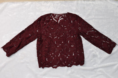 Maroon Floral Lace Jeans Top – Free Size Elegant Party Wear