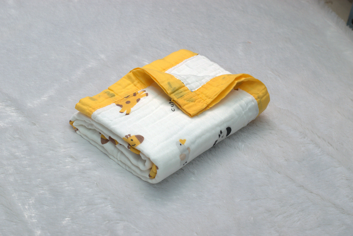 Baby Muslin  Swaddle Cloth with Cute Animal Print | 1.05 m x 1.10 m | Soft & Breathable