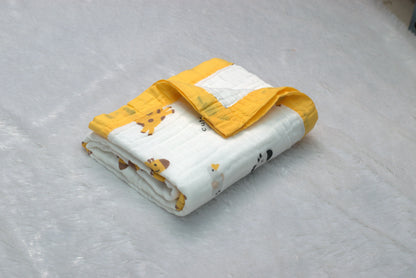 Baby Muslin  Swaddle Cloth with Cute Animal Print | 1.05 m x 1.10 m | Soft & Breathable