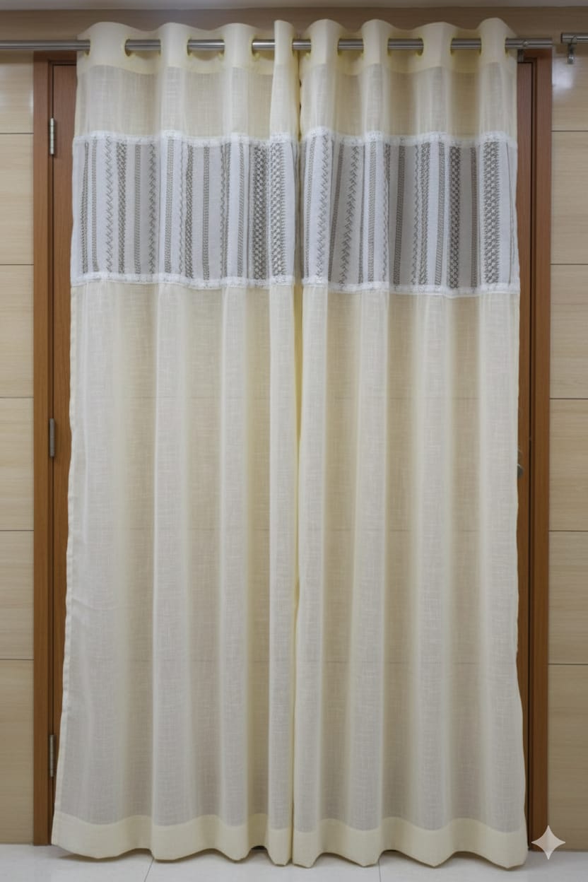 4×7 Semi Linen Door Curtain | Elegant Textured Fabric for Home Décor