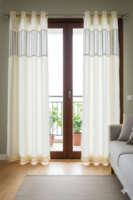 4×7 Semi Linen Door Curtain | Elegant Textured Fabric for Home Décor