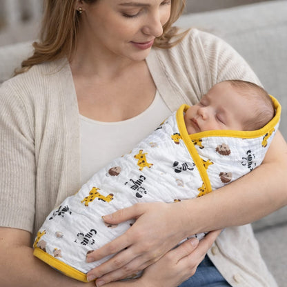 Baby Muslin  Swaddle Cloth with Cute Animal Print | 1.05 m x 1.10 m | Soft & Breathable