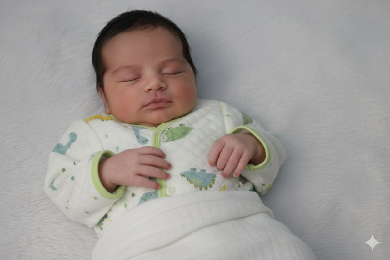 Soft Quilted Dinosaur Print Newborn Jhabla – Front Open Baby Shirt (3-6 Months)