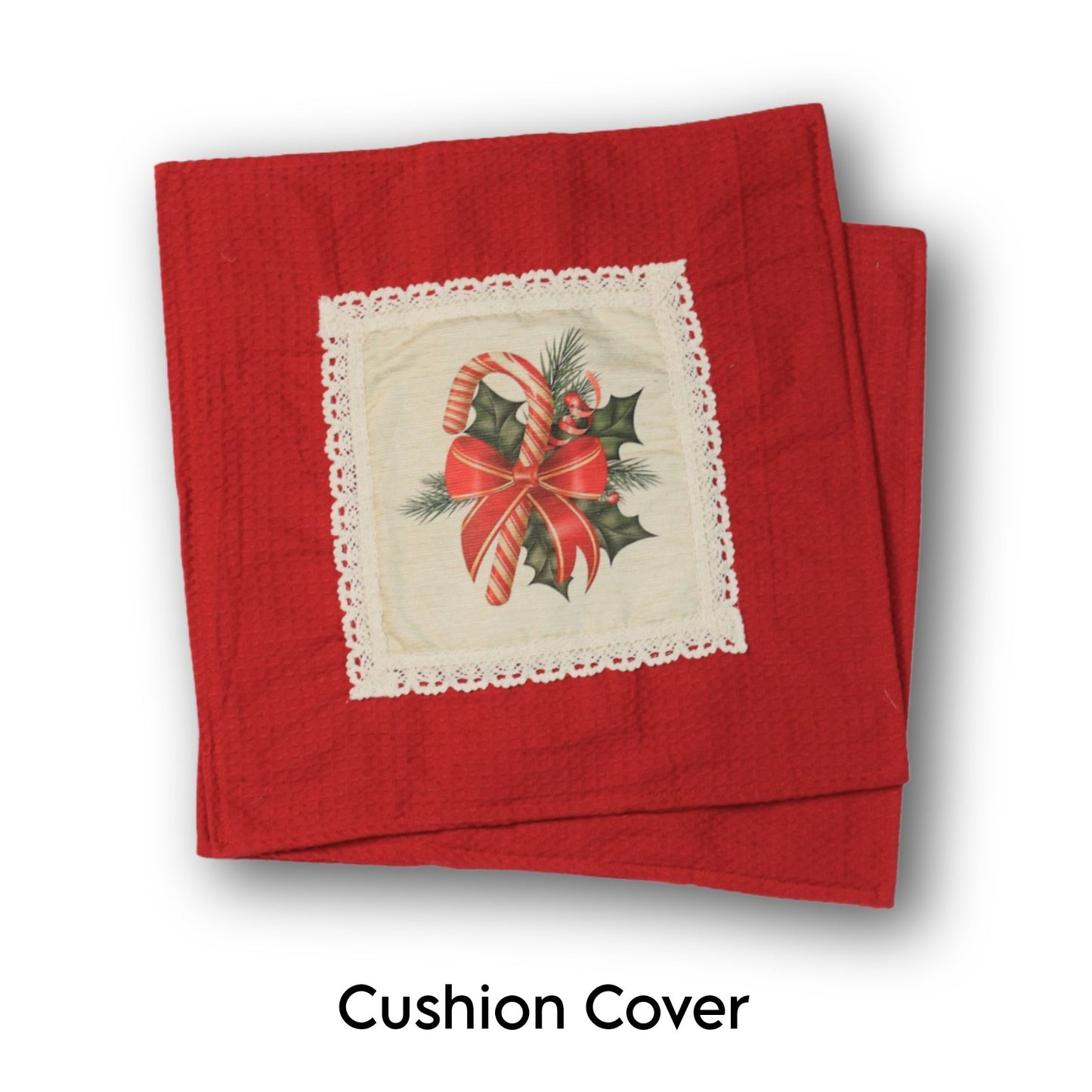 Festive Red Table Linen Gift Hamper Set – Cushion Covers, Table Cloth, Placemats, Bread Basket & Gift Cover