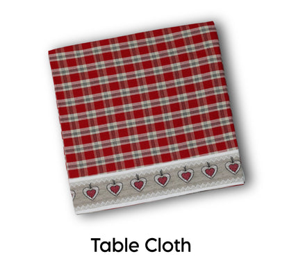 Festive Red Table Linen Gift Hamper Set – Cushion Covers, Table Cloth, Placemats, Bread Basket & Gift Cover