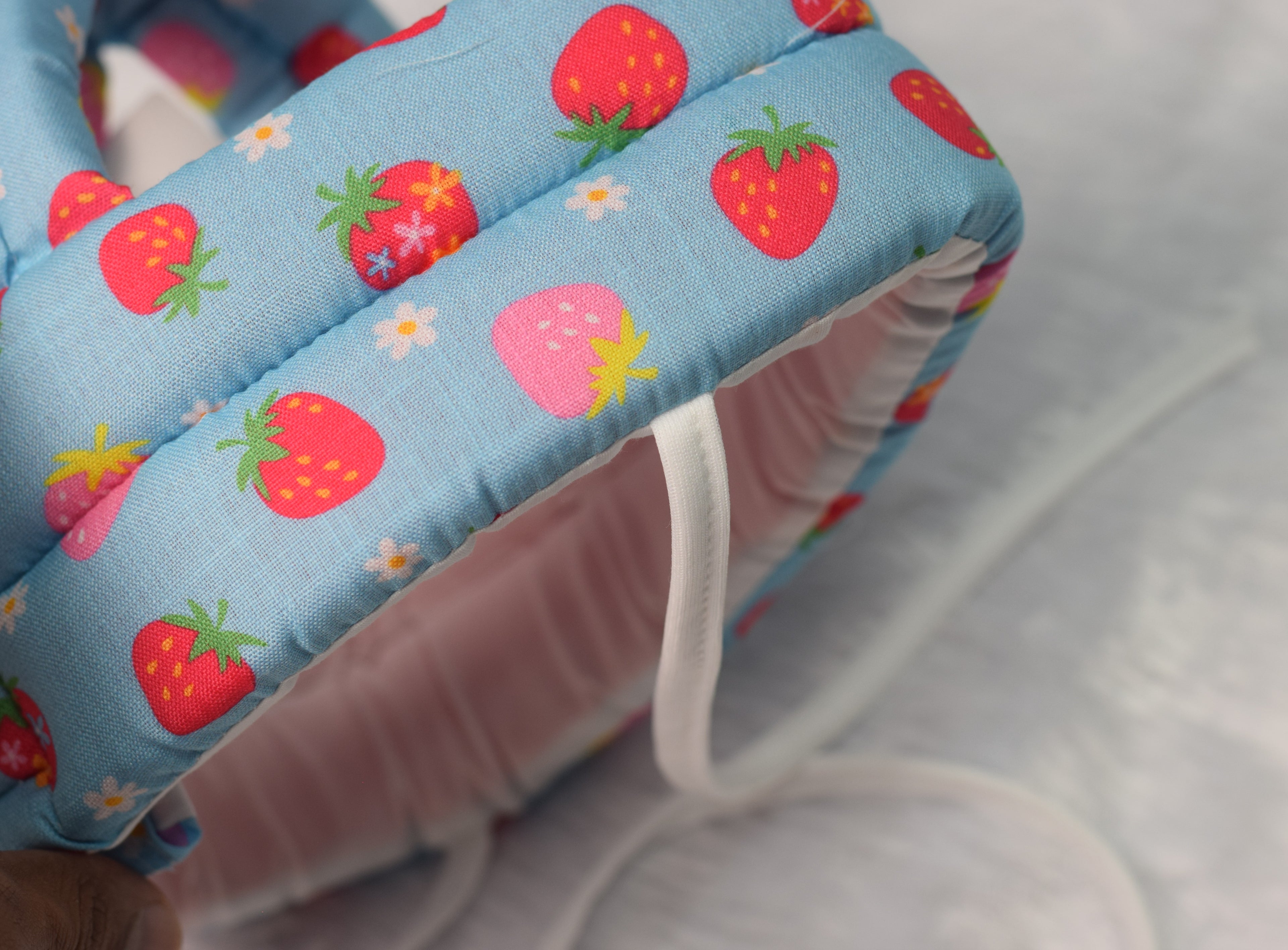 Baby Safety Helmet – Soft Adjustable Head Protector (Strawberry Print) (4–30 Months)